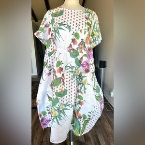 puro lino transparente 100% Linen Oversize  dress Lagenlook Parachute size 2